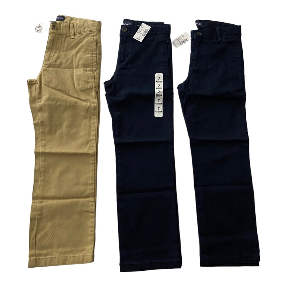 THE CHILDREN'S PLACE Uniform Straight Chino Pants |Size: 7 |Boys | 3pcs